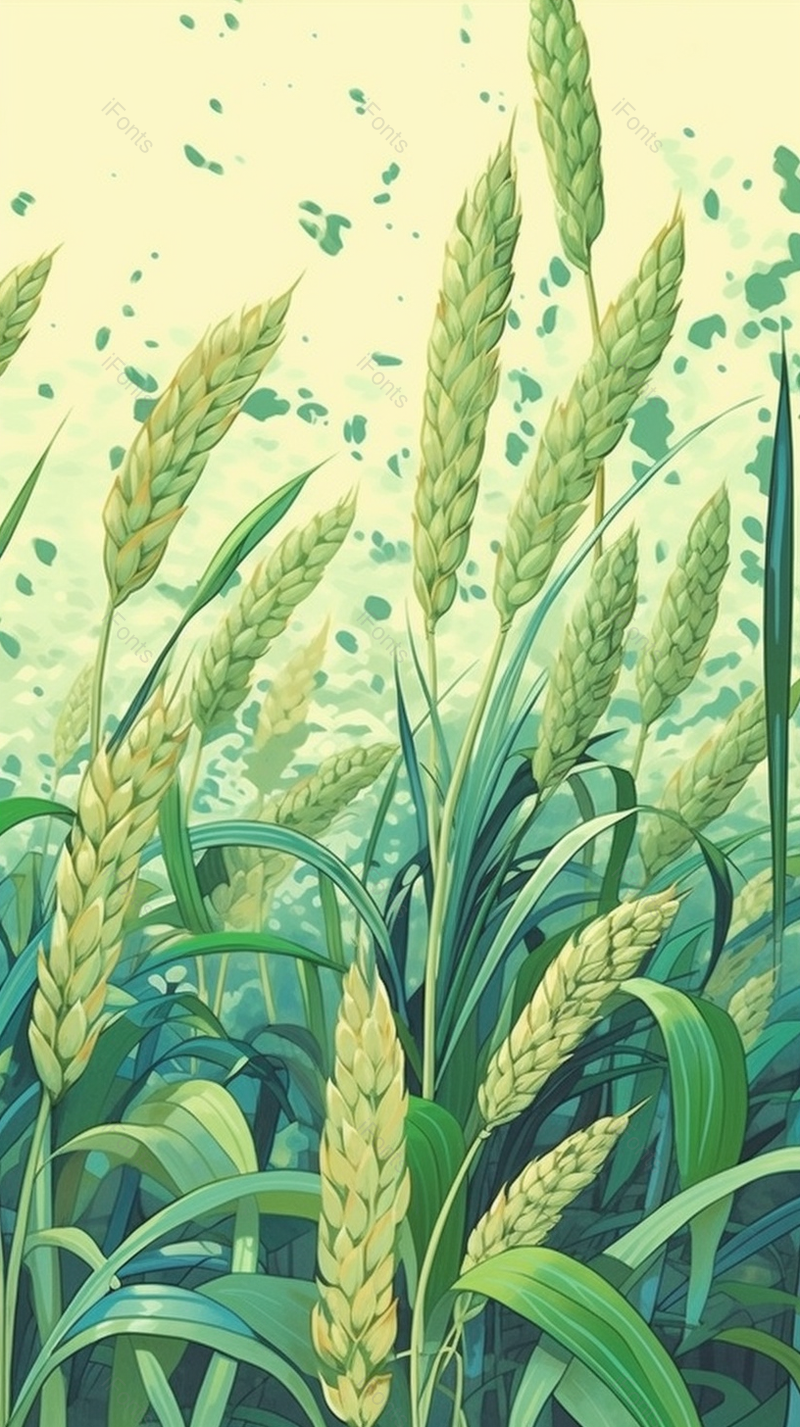 绿色芒种节气万物生长小麦田野文艺肌理插画背景,插画/手绘图,插画/手绘图库,插画/手绘图下载,插画/手绘